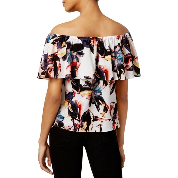 New Bar III Floral Print Off the Shoulder Top - Picture 8 of 8
